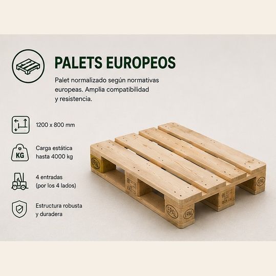Detalle de los tacos de madera de un palet europeo con el sello EPAL