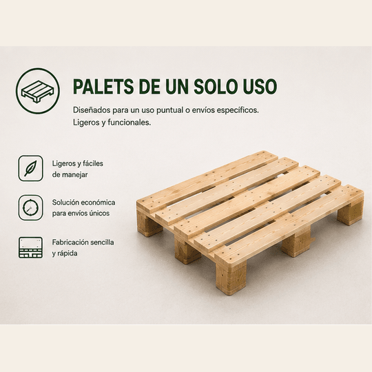 Ilustración de un palet de madera de un solo uso