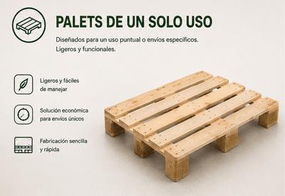 Ilustración de un palet de madera de un solo uso